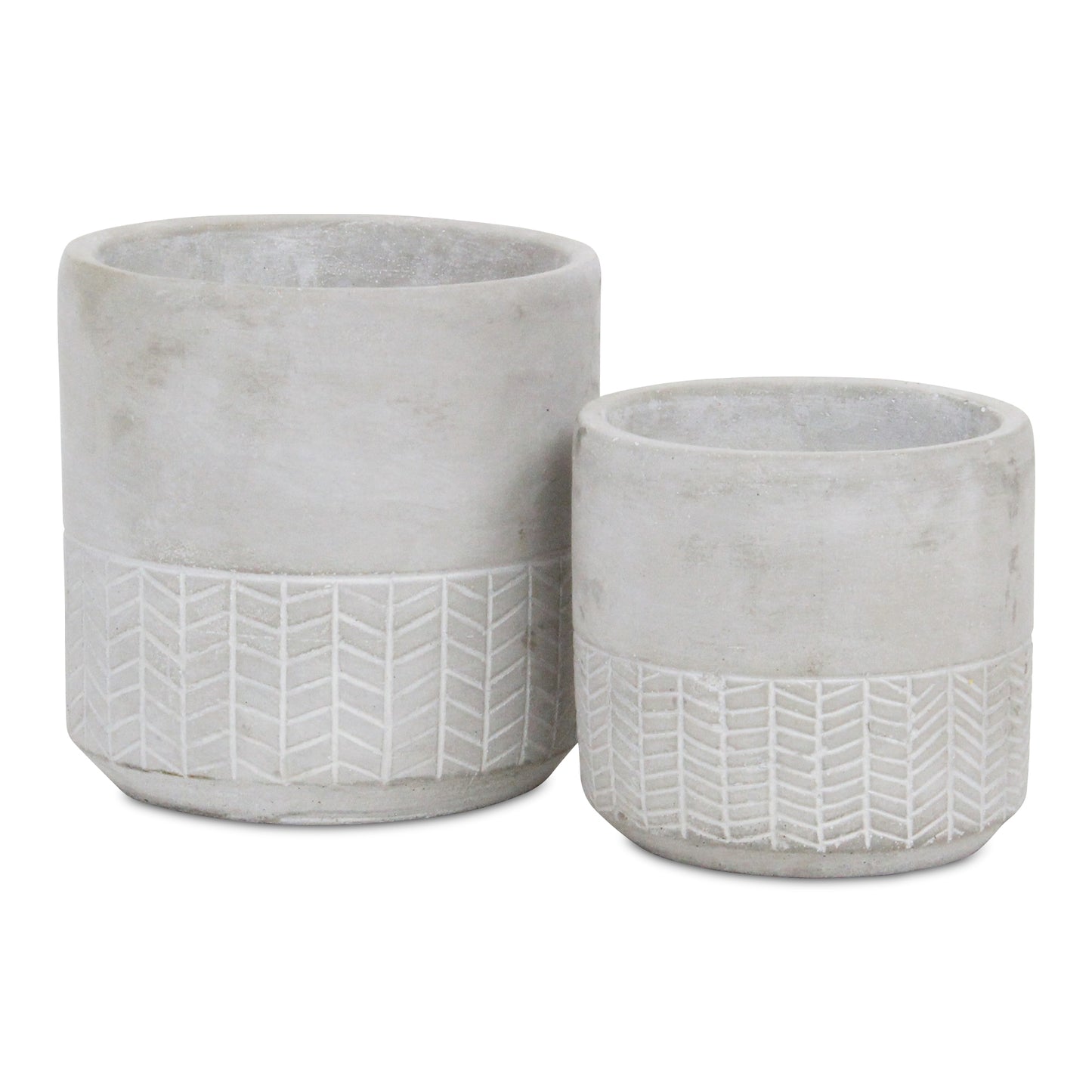 Calliope Round Arrow Themed Decorative Concrete Planter in two sizes.