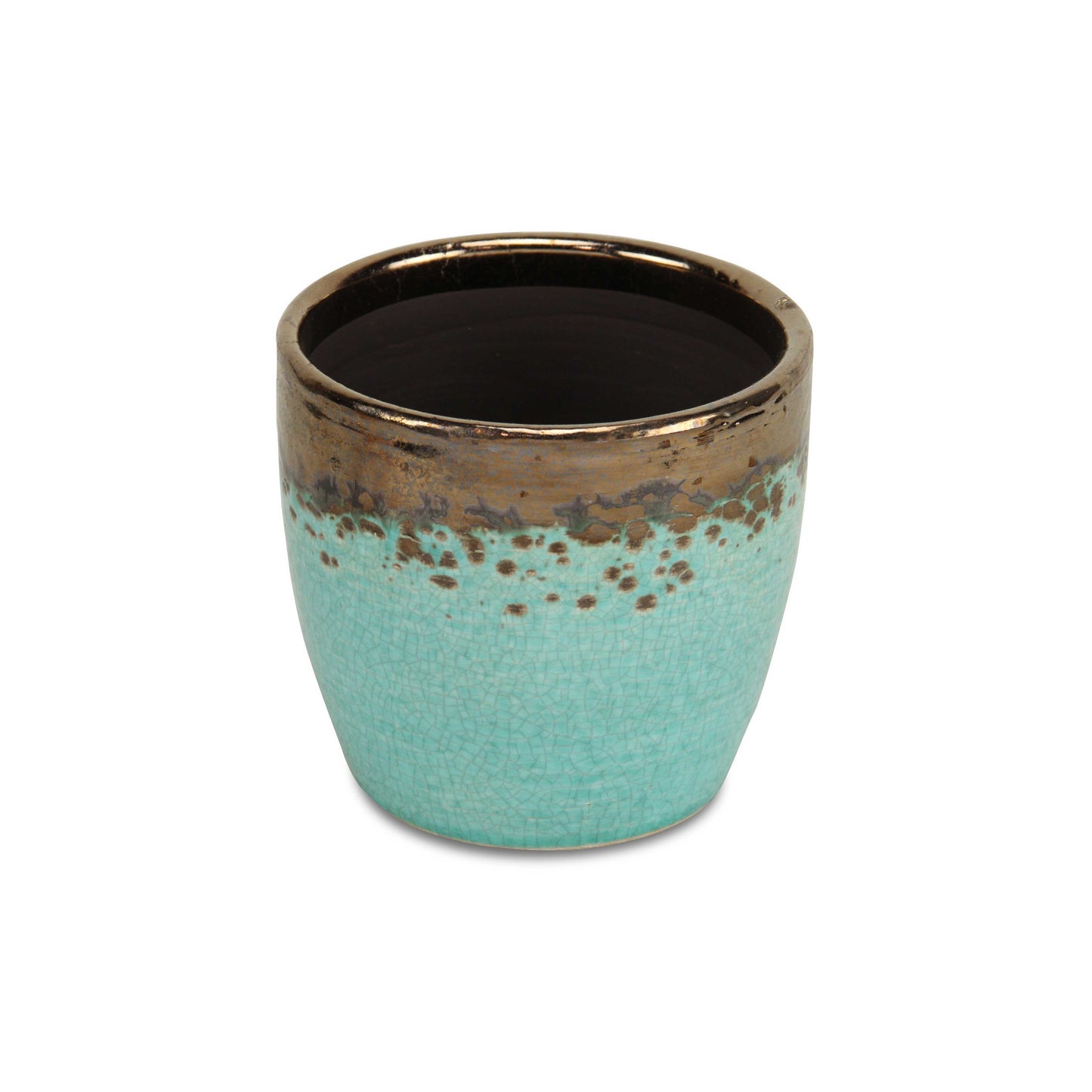 Junius Electroplate Copper Rim Ceramic Pot (Color Options)