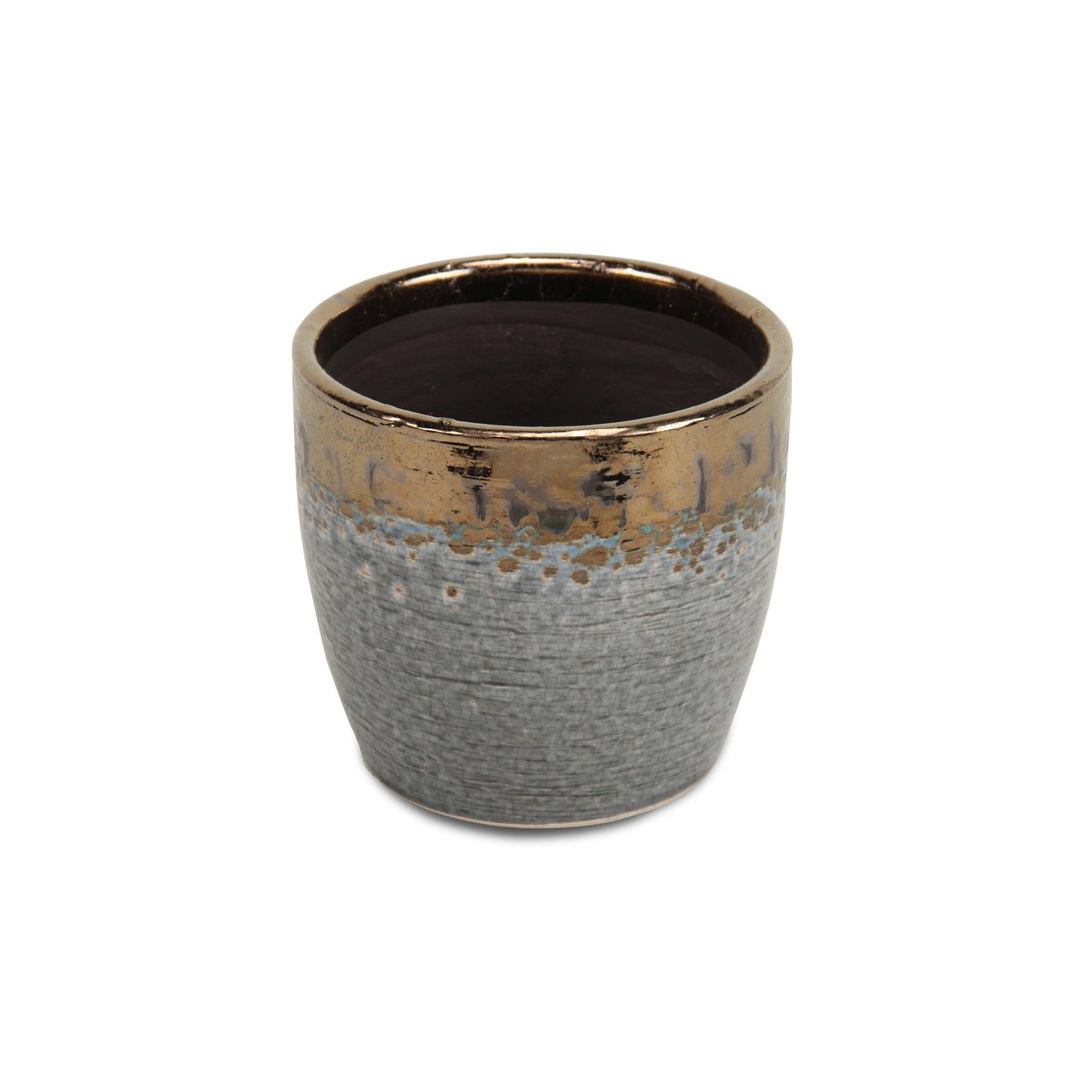 Junius Electroplate Copper Rim Ceramic Pot (Color Options)