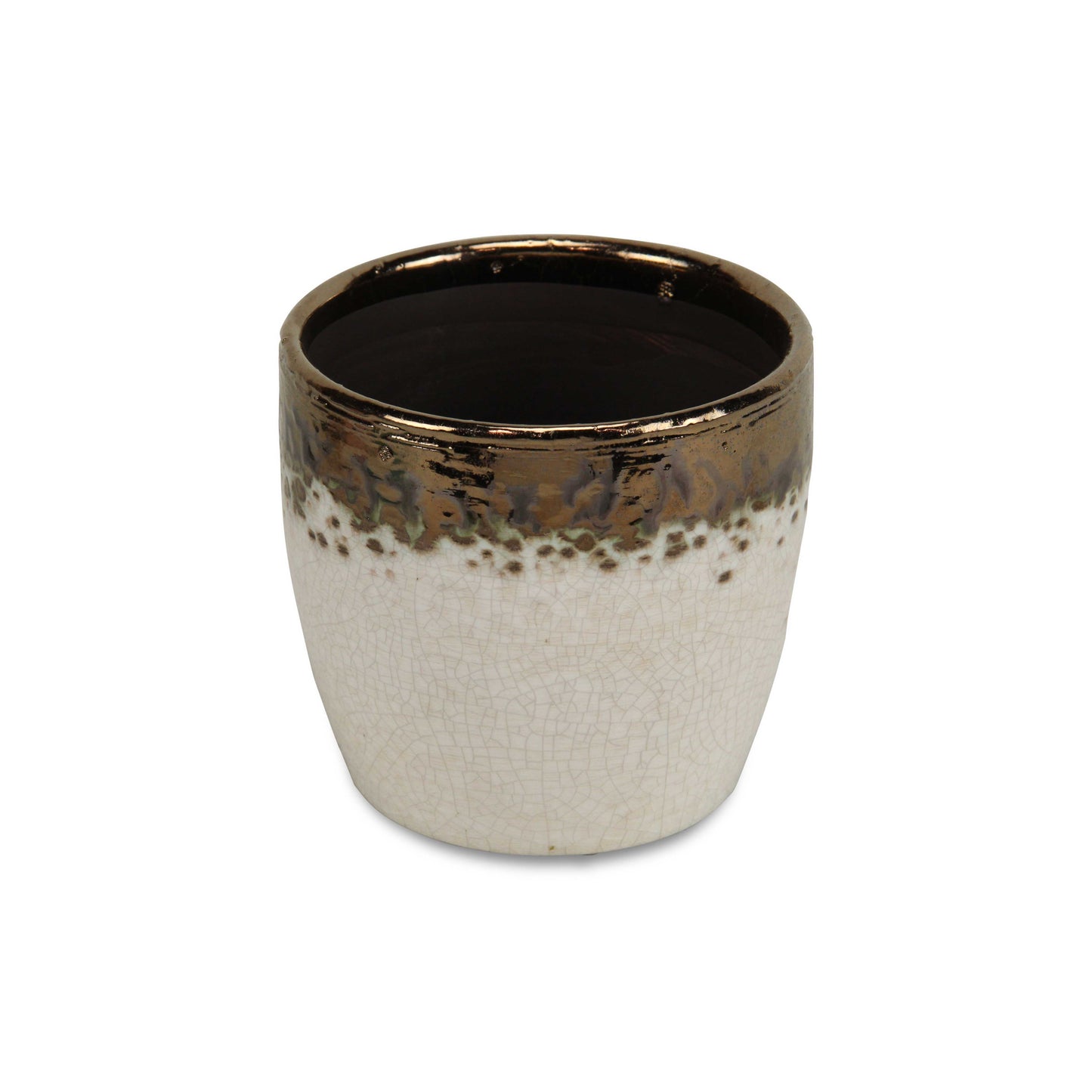 Junius Electroplate Copper Rim Ceramic Pot (Color Options)