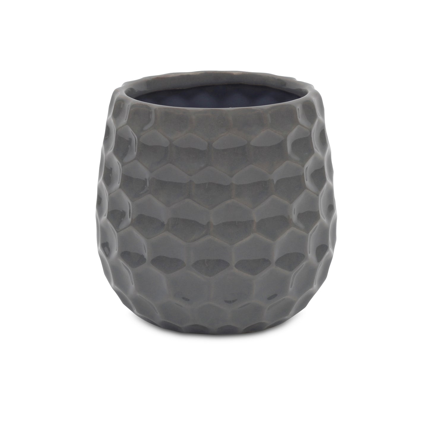 Farrier Hexagon Pattern Grey Ceramic Pot