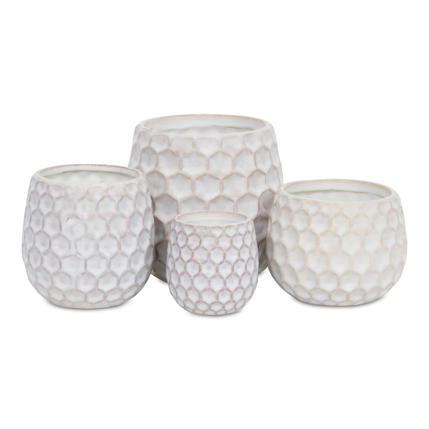 Farrier Hexagon Pattern White Ceramic Pot