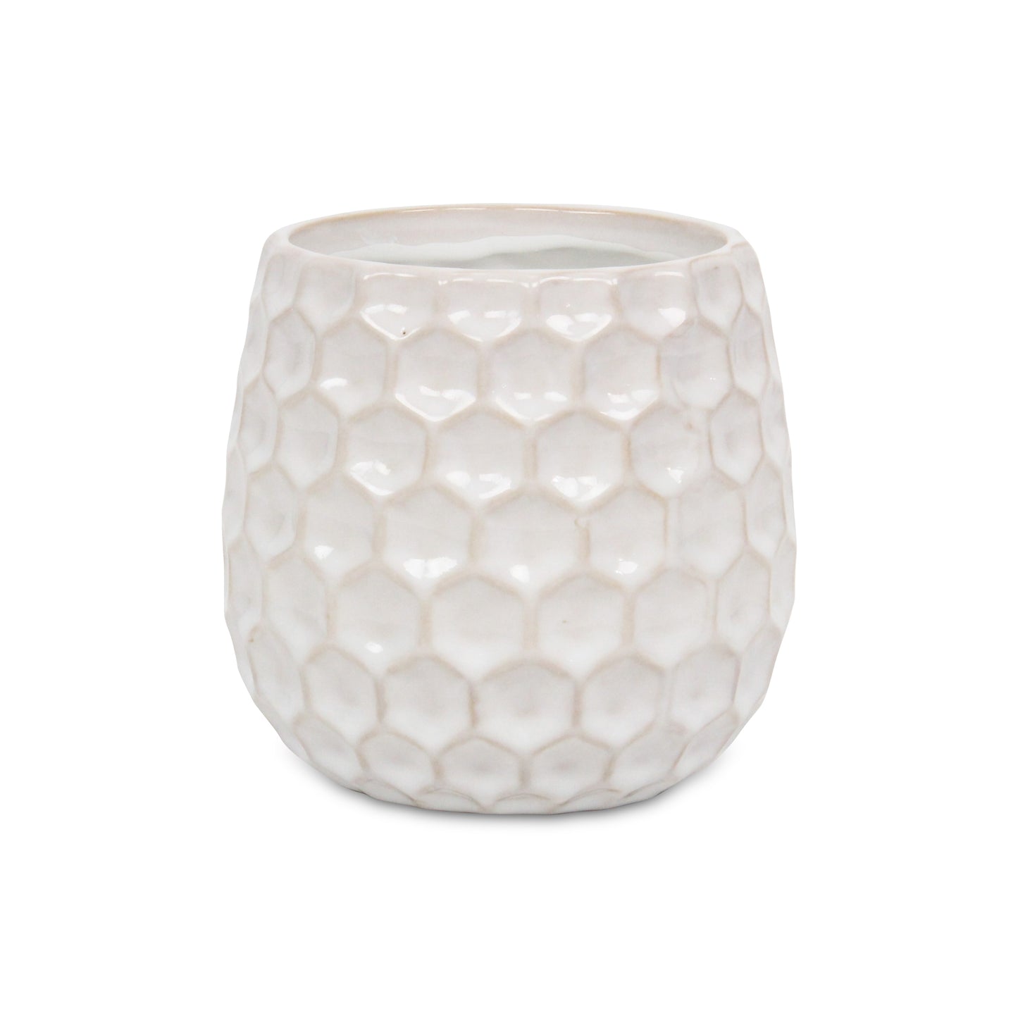 Farrier Hexagon Pattern White Ceramic Pot