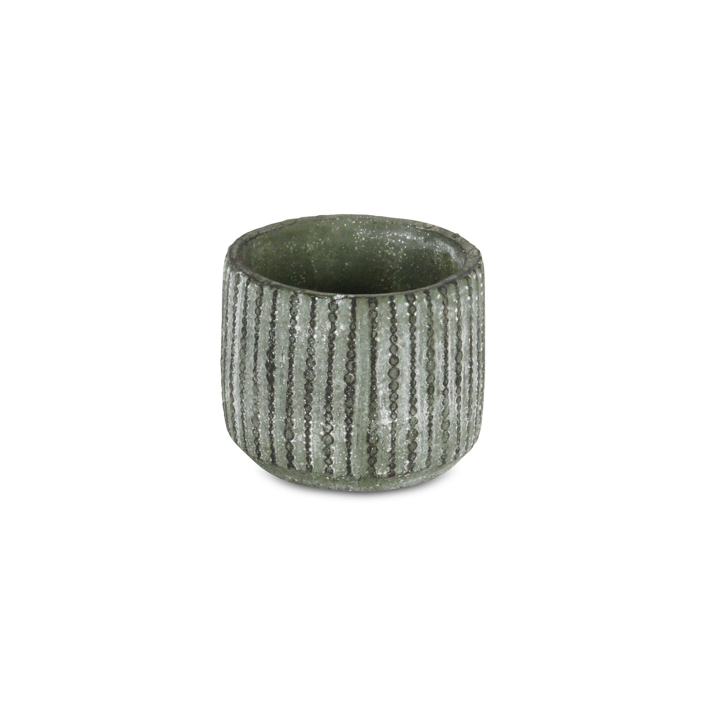 Arianthe Orb Patterned Dark Grey Cement Pot Small: Holds 3 inch nursery pot.