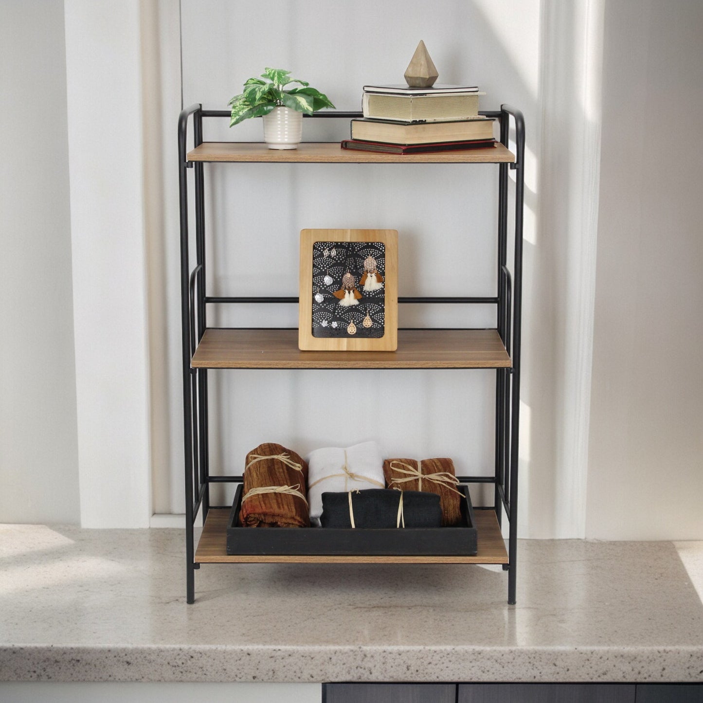 Faydel 3 Tier Brown & Black Storage Shelf