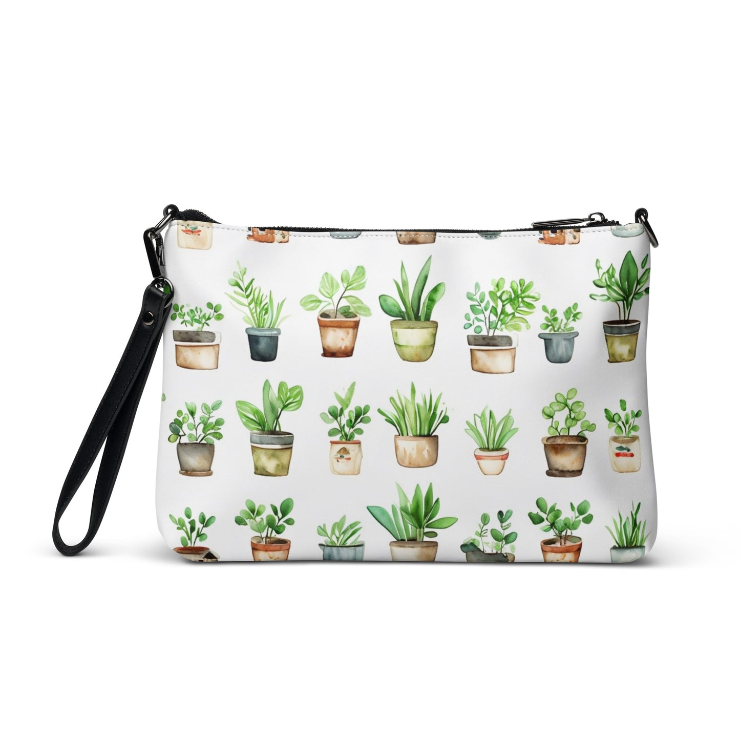 Watercolor Plants Crossbody bag back view with cute plants