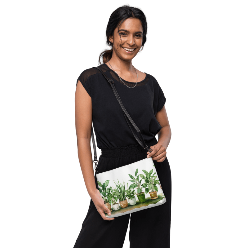 Watercolor Plants Crossbody bag with shoulder strap