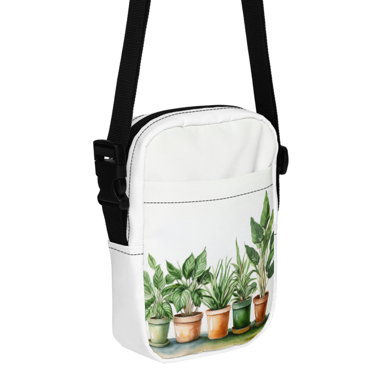 Watercolor Houseplants Crossbody Utility Bag