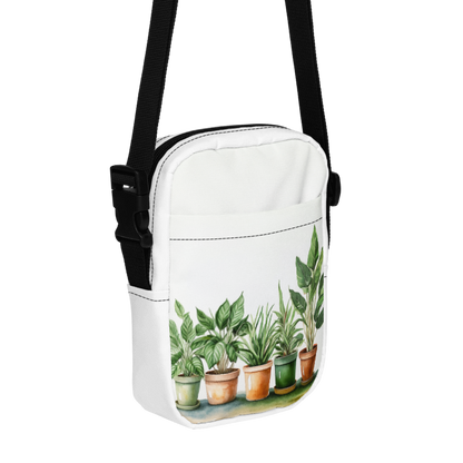 Watercolor Houseplants Crossbody Utility Bag