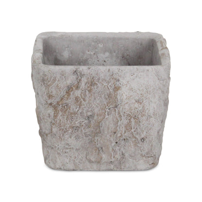 Eliza Square Smooth Cement Tapered Pot