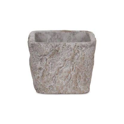 Eliza Square Smooth Cement Tapered Pot