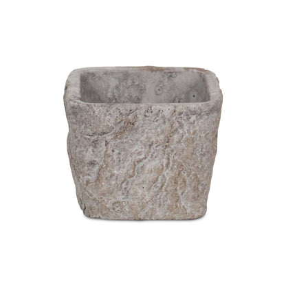 Eliza Square Smooth Cement Tapered Pot