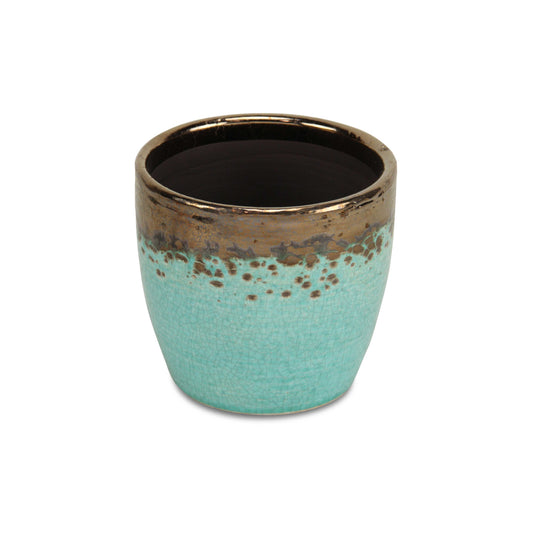 Junius Electroplate Copper Rim Ceramic Pot (Color Options)