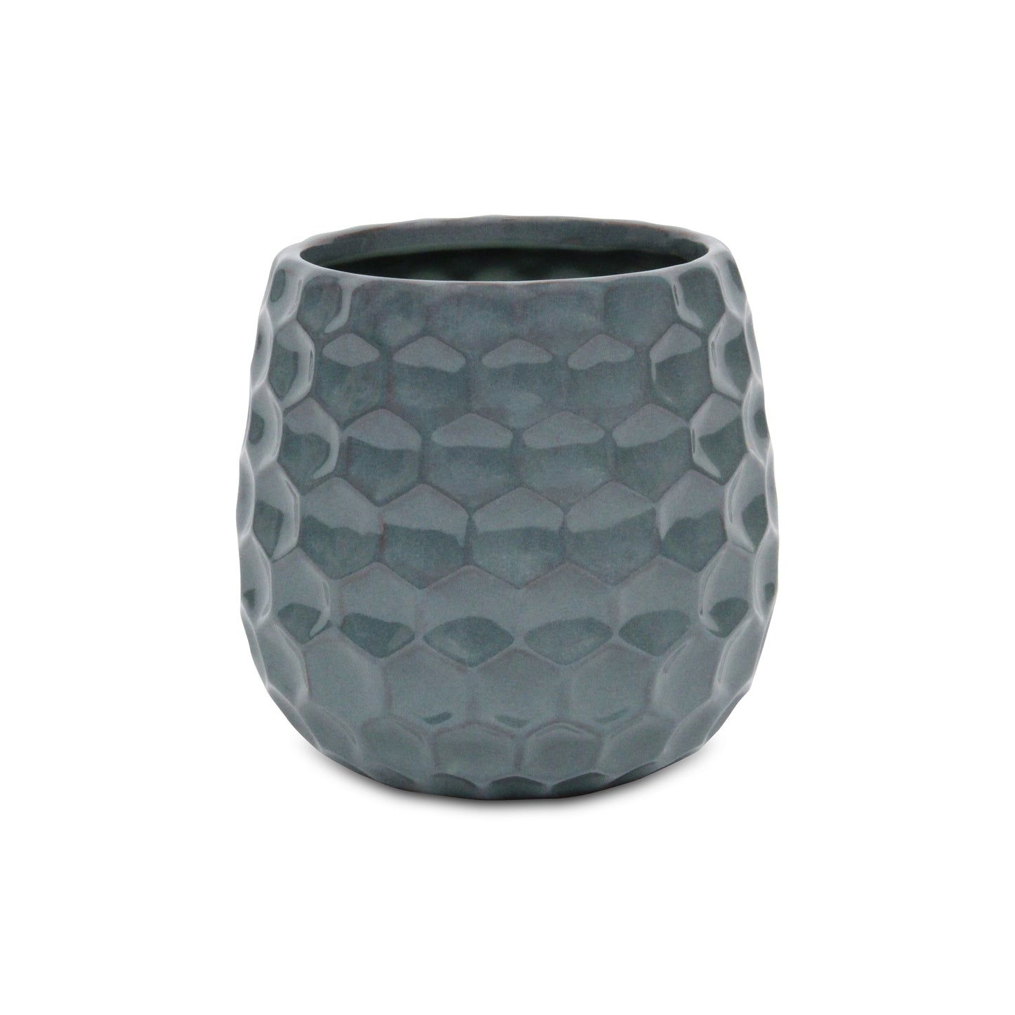 Farrier Hexagon Pattern Blue Ceramic Pot