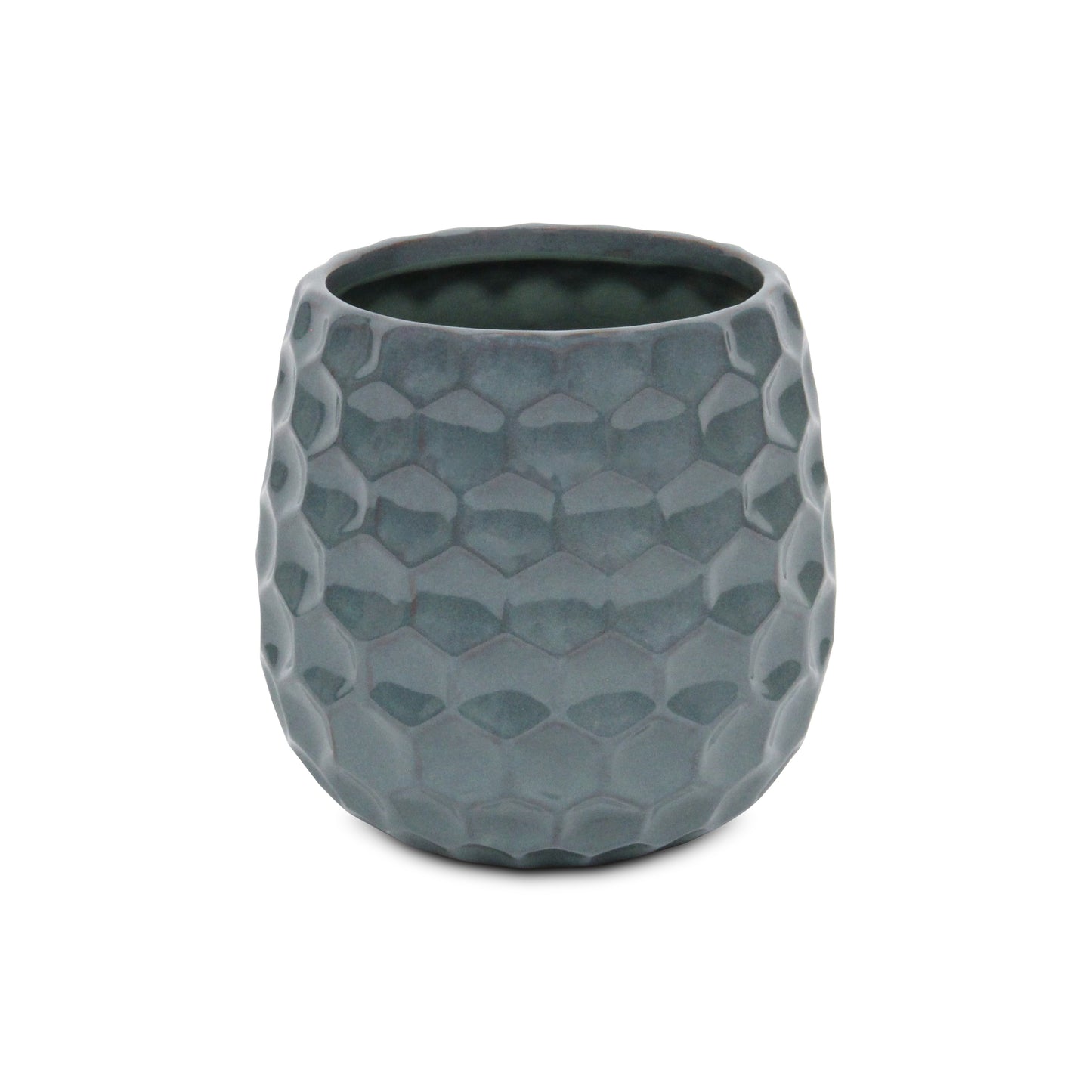 Farrier Hexagon Pattern Blue Ceramic Pot