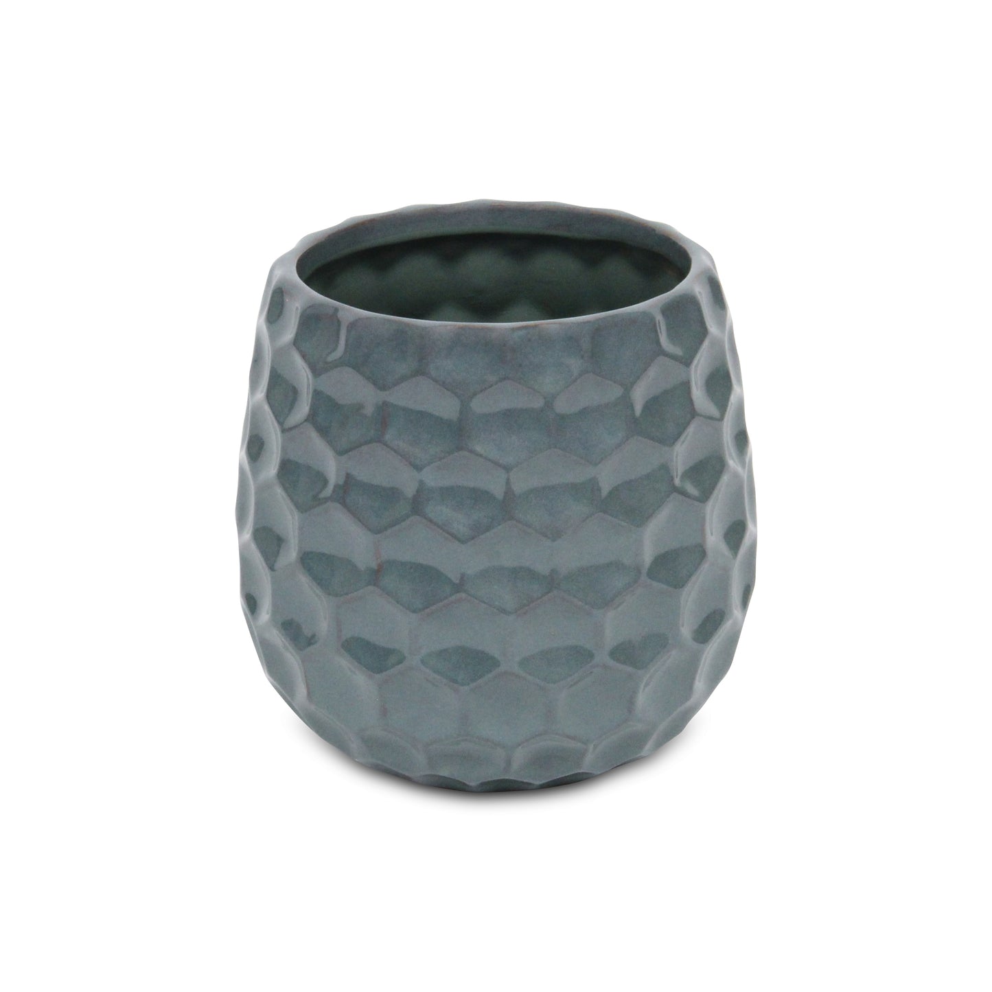 Farrier Hexagon Pattern Blue Ceramic Pot