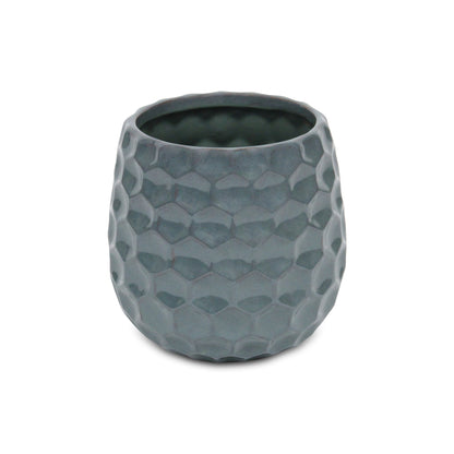 Farrier Hexagon Pattern Blue Ceramic Pot