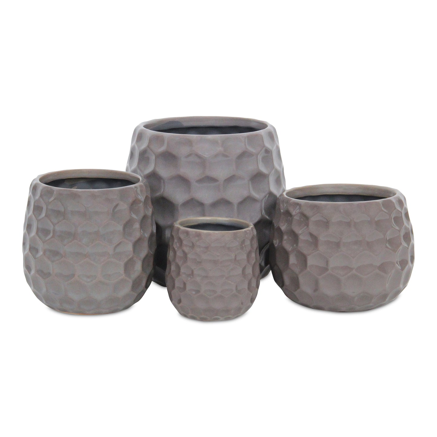 Farrier Hexagon Pattern Grey Ceramic Pot