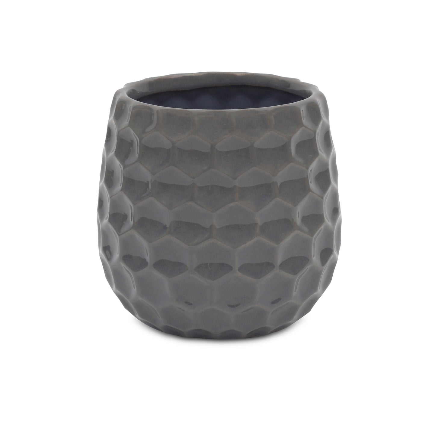 Farrier Hexagon Pattern Grey Ceramic Pot