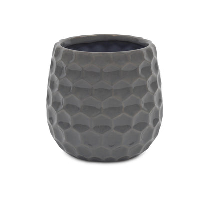 Farrier Hexagon Pattern Grey Ceramic Pot