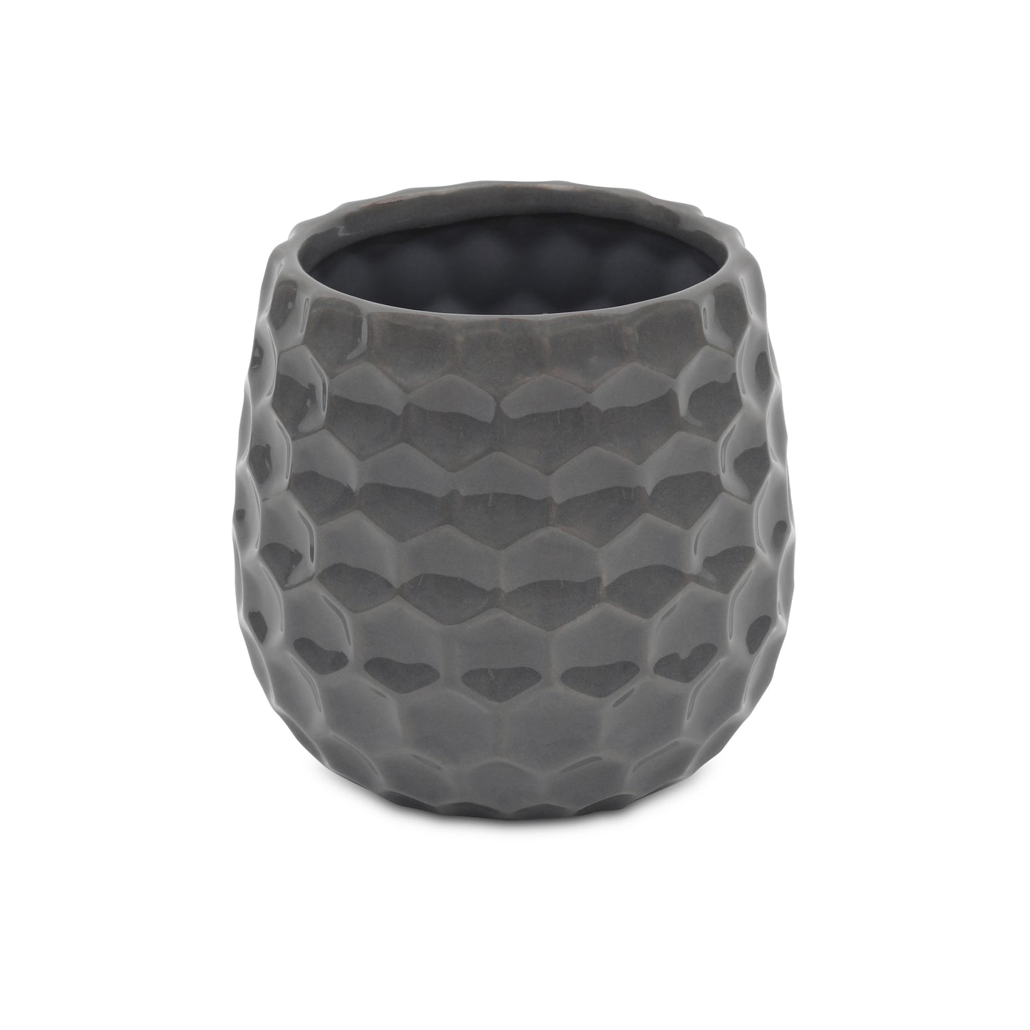 Farrier Hexagon Pattern Grey Ceramic Pot