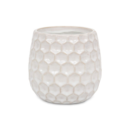 Farrier Hexagon Pattern White Ceramic Pot