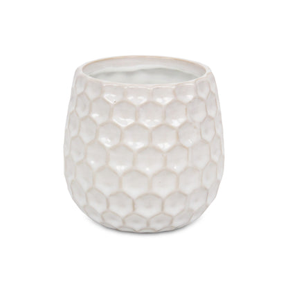 Farrier Hexagon Pattern White Ceramic Pot