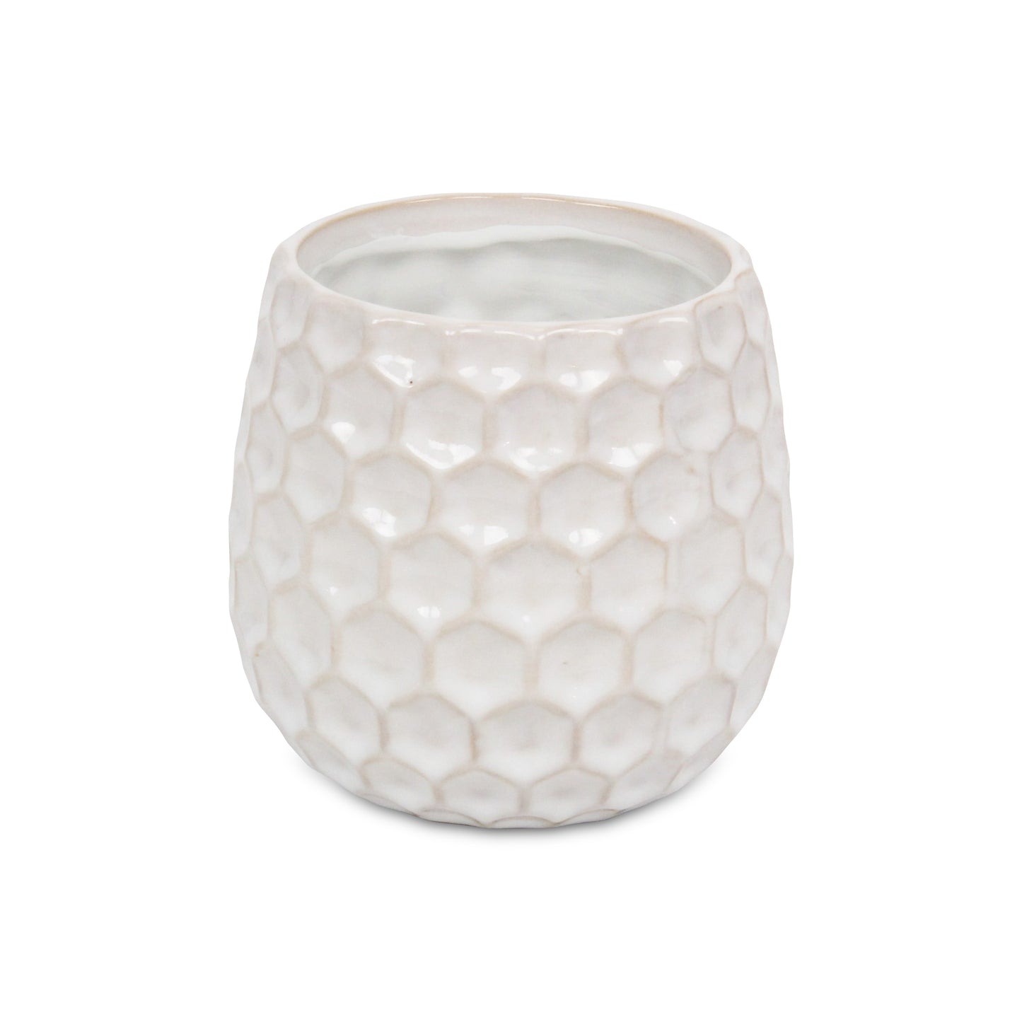 Farrier Hexagon Pattern White Ceramic Pot