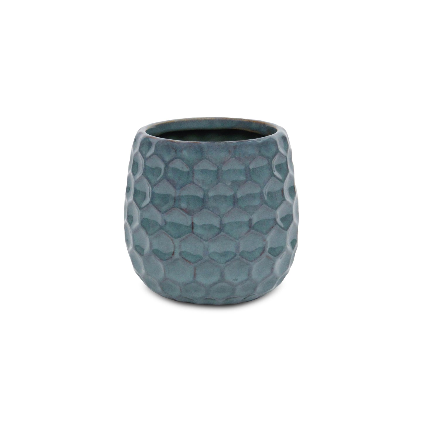 Farrier Hexagon Pattern Blue Ceramic Pot