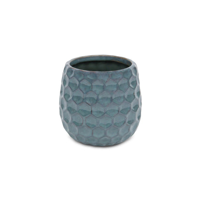 Farrier Hexagon Pattern Blue Ceramic Pot