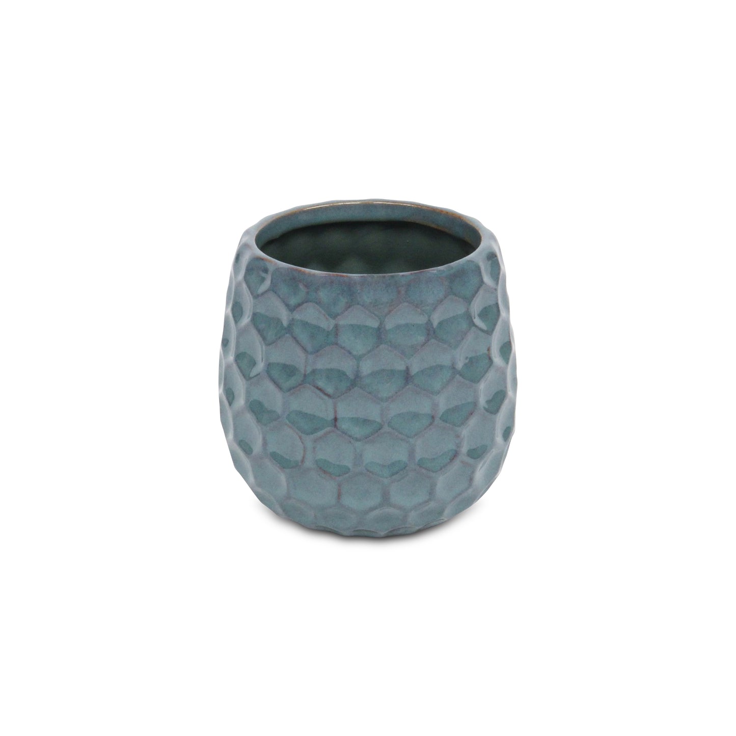 Farrier Hexagon Pattern Blue Ceramic Pot