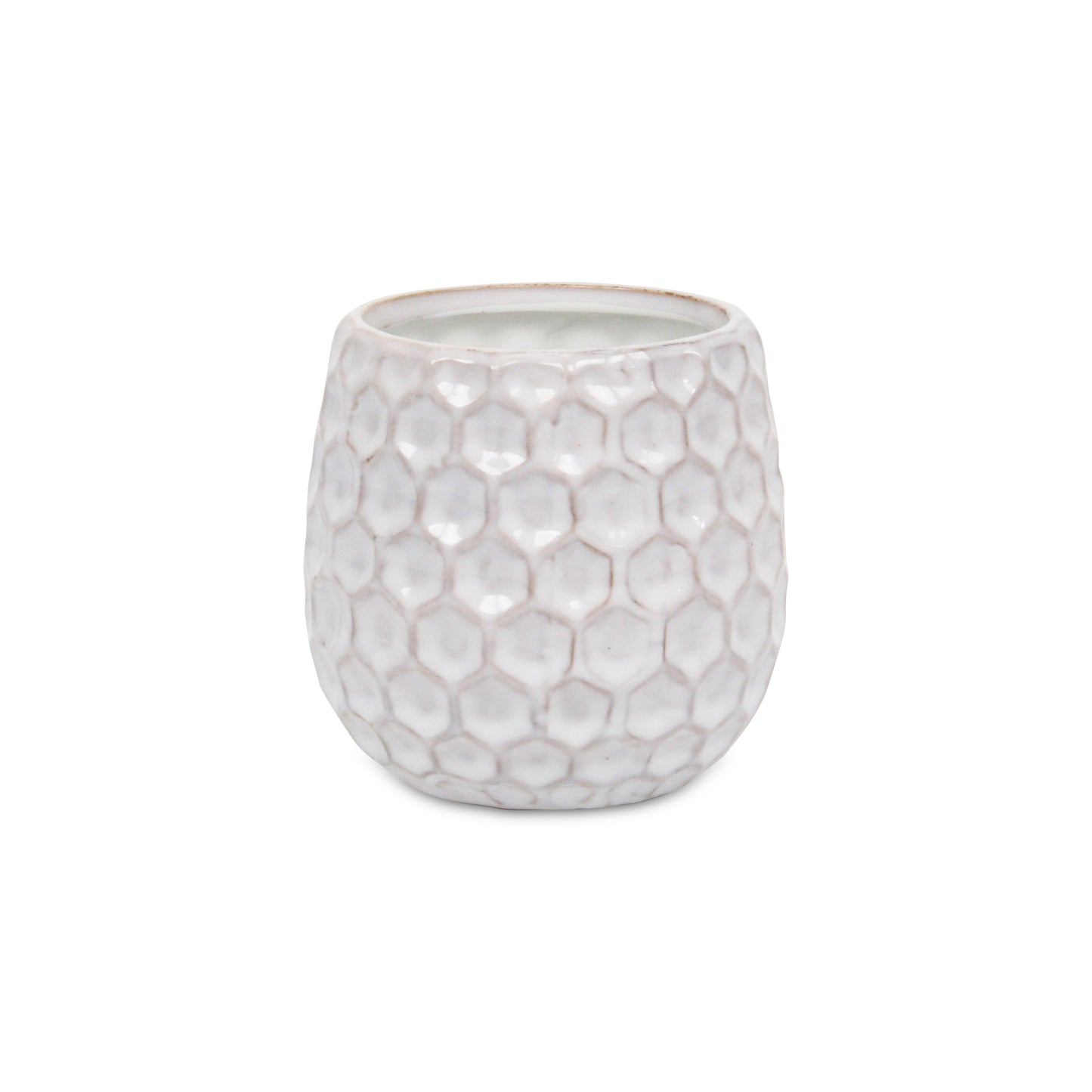 Farrier Hexagon Pattern White Ceramic Pot