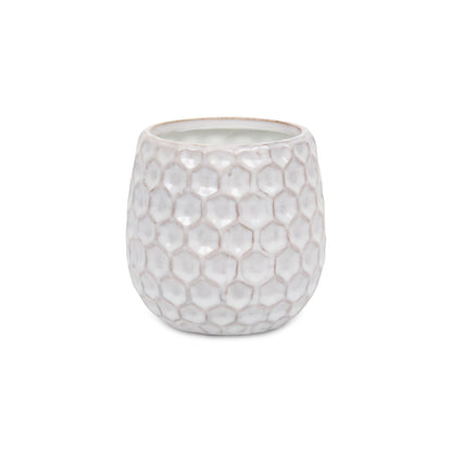 Farrier Hexagon Pattern White Ceramic Pot