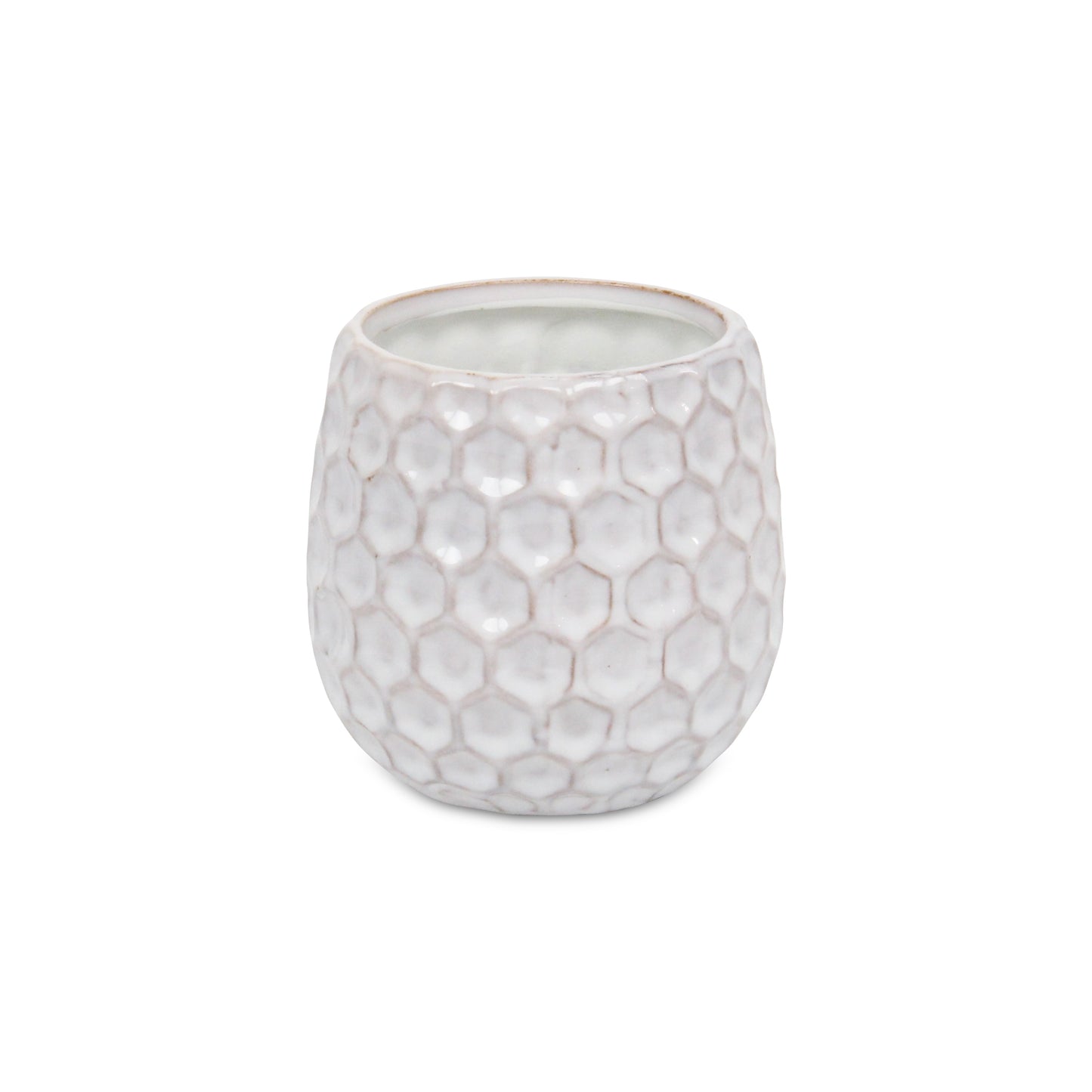 Farrier Hexagon Pattern White Ceramic Pot