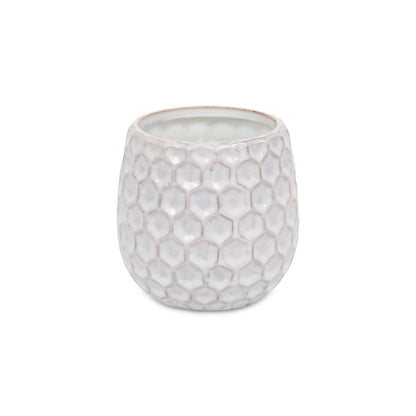 Farrier Hexagon Pattern White Ceramic Pot