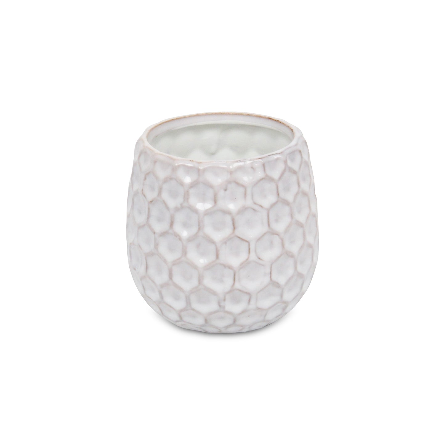 Farrier Hexagon Pattern White Ceramic Pot