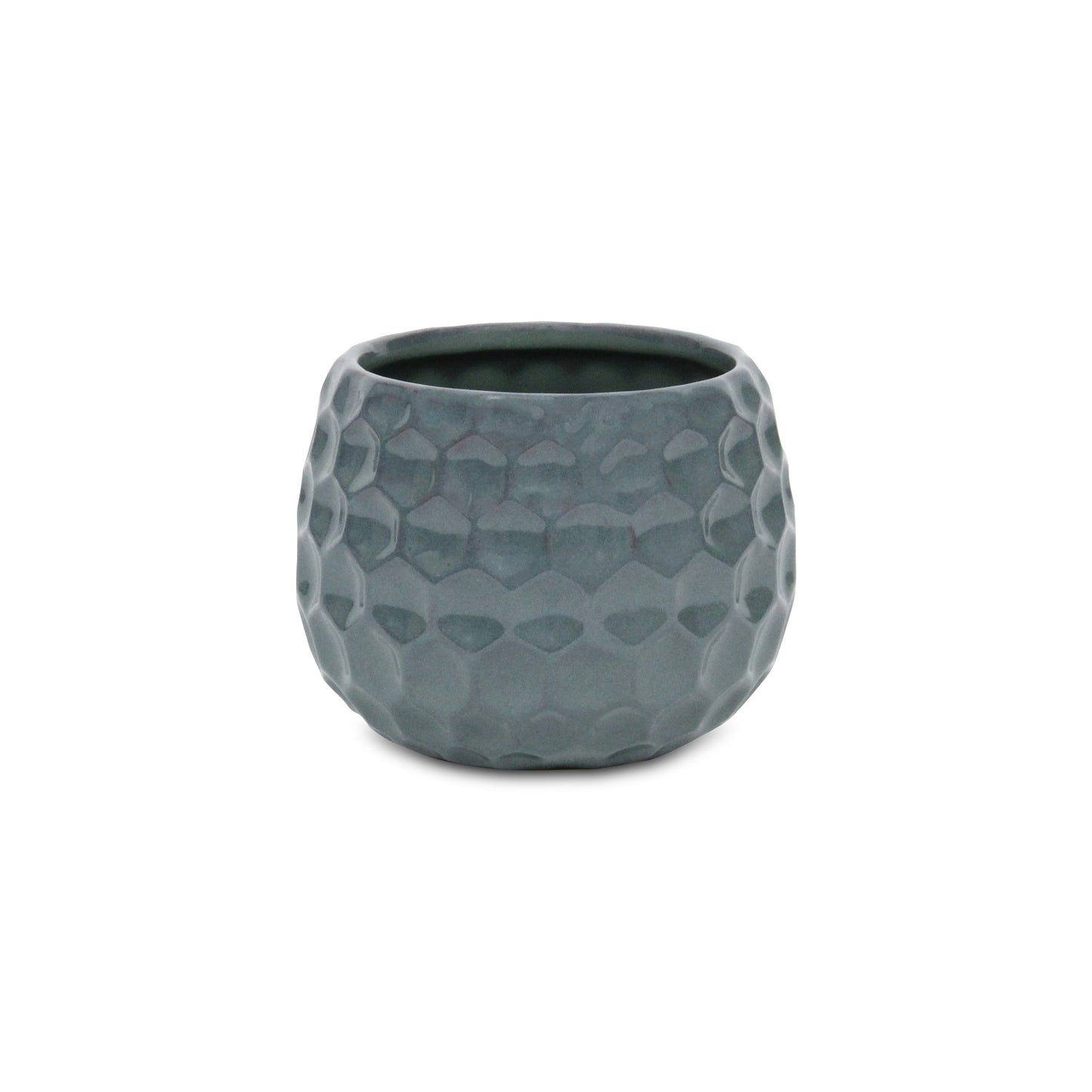 Farrier Hexagon Pattern Blue Ceramic Pot