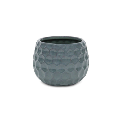 Farrier Hexagon Pattern Blue Ceramic Pot