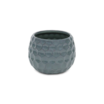 Farrier Hexagon Pattern Blue Ceramic Pot