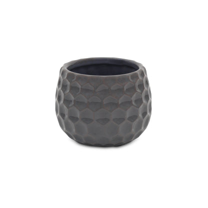 Farrier Hexagon Pattern Grey Ceramic Pot