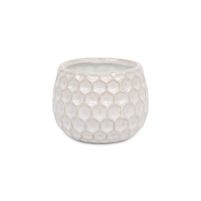 Farrier Hexagon Pattern White Ceramic Pot