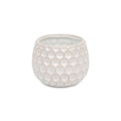 Farrier Hexagon Pattern White Ceramic Pot