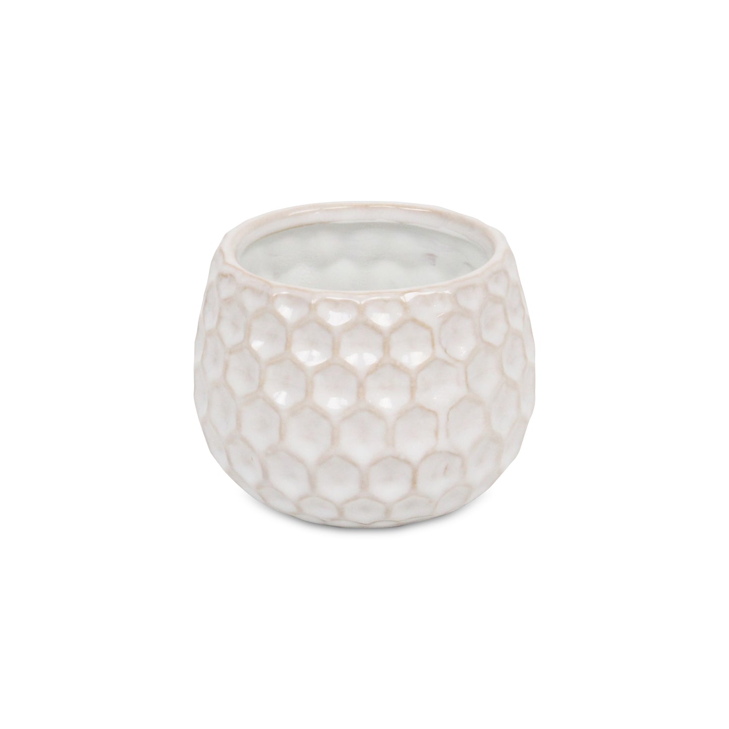 Farrier Hexagon Pattern White Ceramic Pot