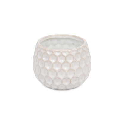 Farrier Hexagon Pattern White Ceramic Pot