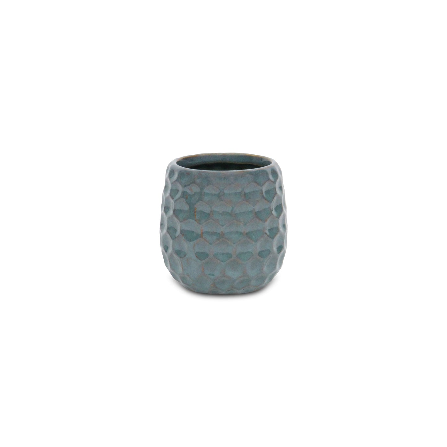 Farrier Hexagon Pattern Blue Ceramic Pot