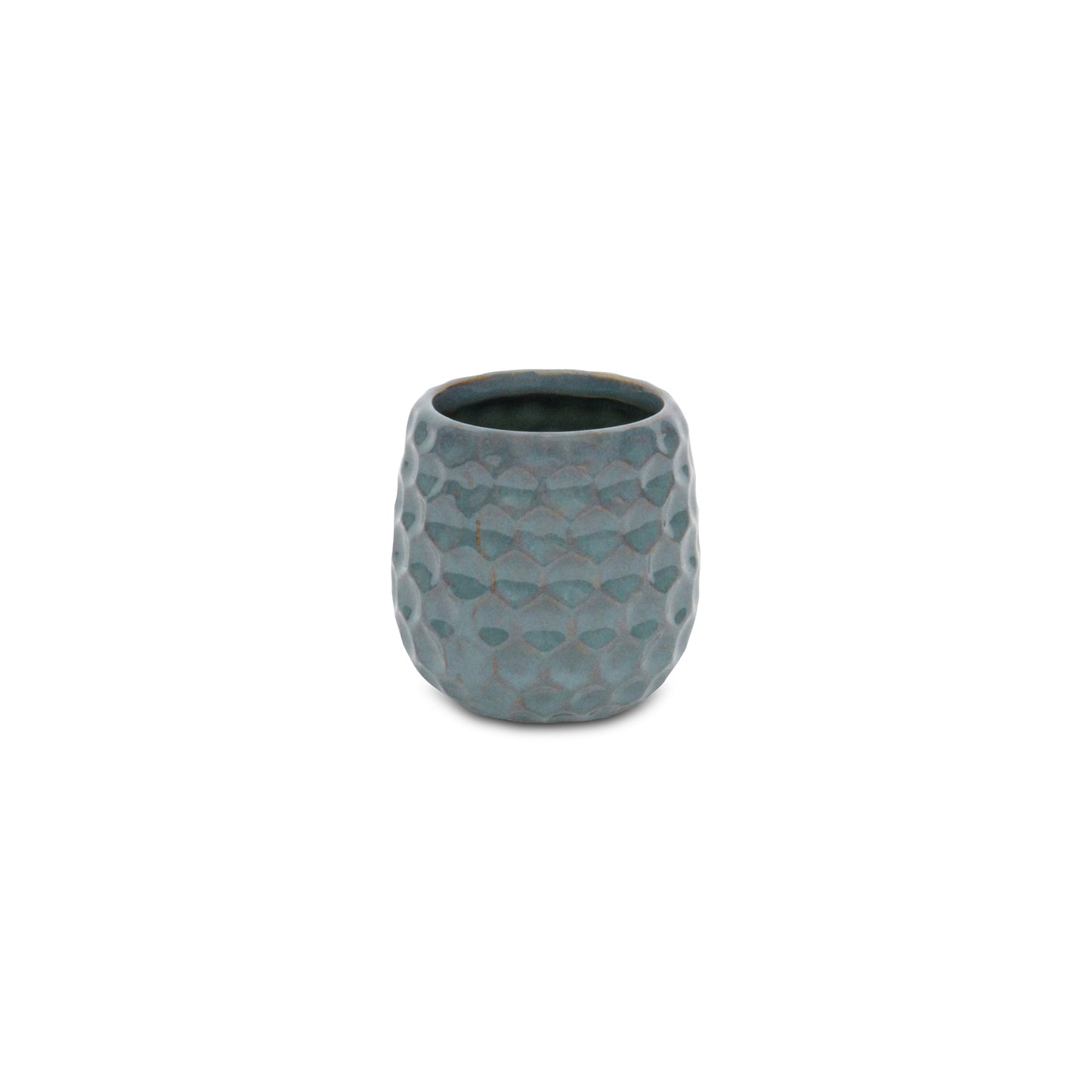 Farrier Hexagon Pattern Blue Ceramic Pot