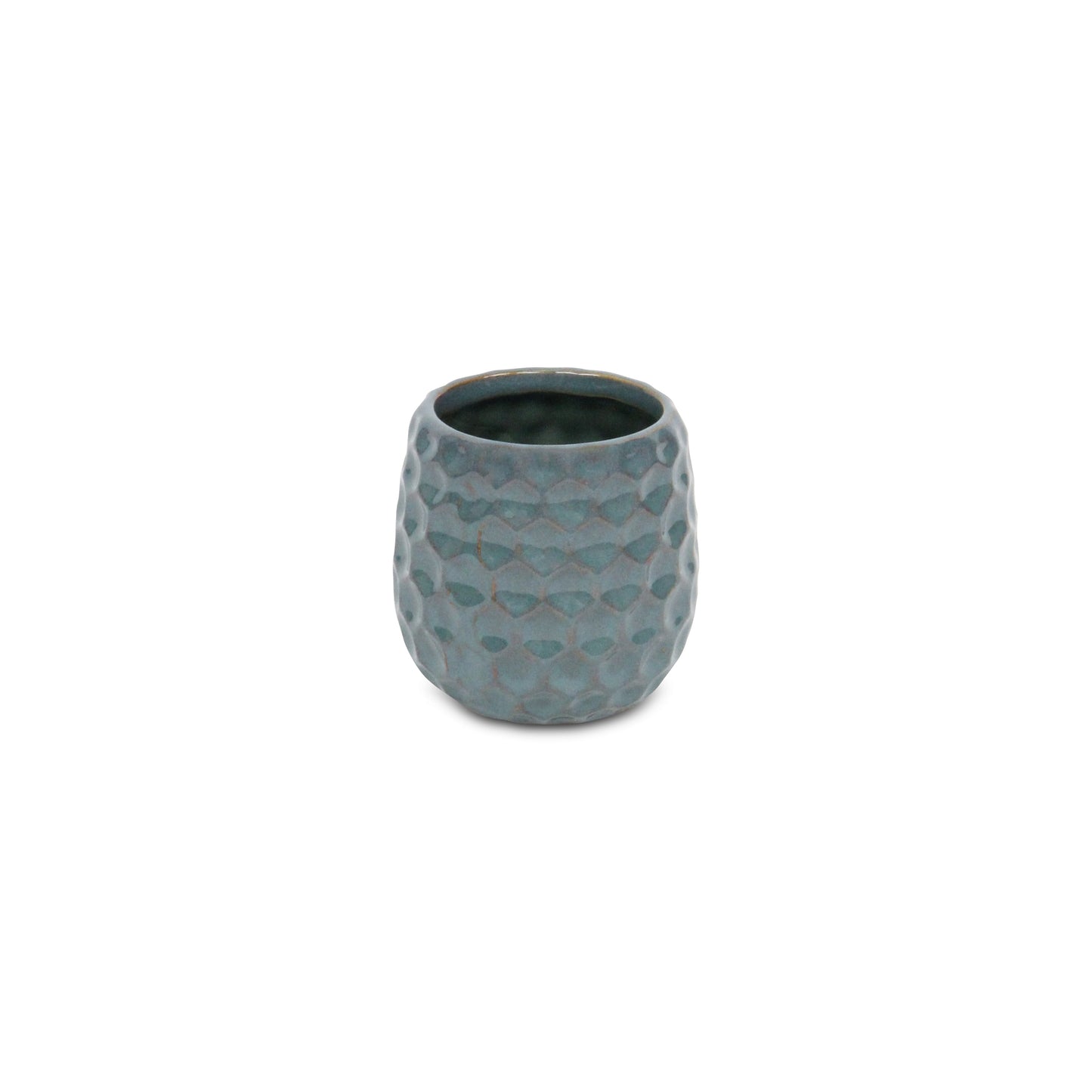 Farrier Hexagon Pattern Blue Ceramic Pot