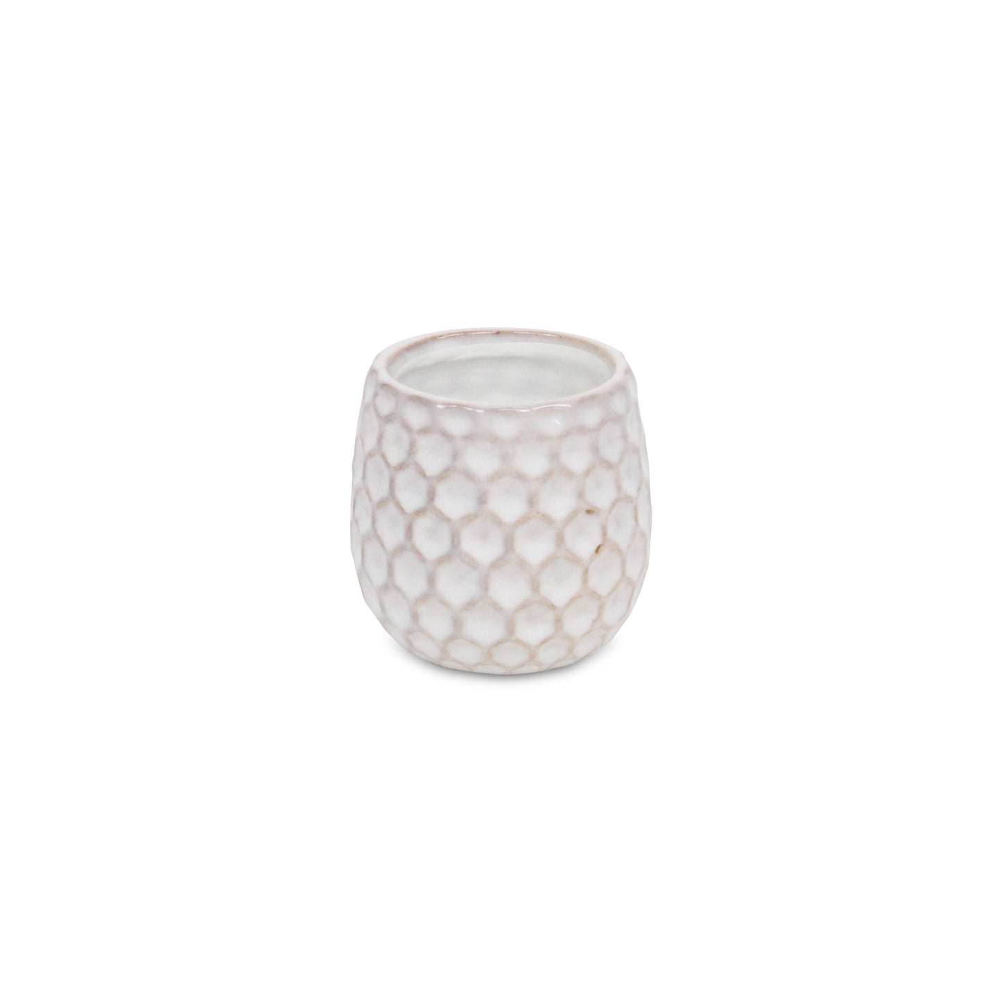 Farrier Hexagon Pattern White Ceramic Pot