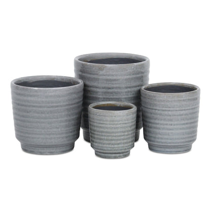 Celadi Gray Rippled Ceramic Pot