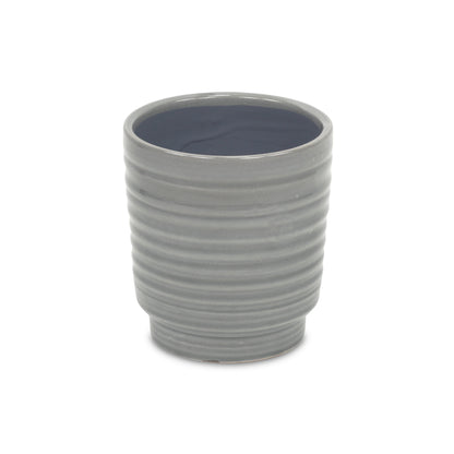 Celadi Gray Rippled Ceramic Pot